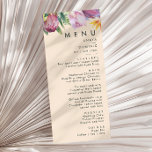 Menu Floral tropical coloré | Dîner Mariage Peach<br><div class="desc">Cette floraison tropicale colorée | menu dîner mariage pêche est parfait pour votre destination boho moderne, vert, violet, mariage pêche. Le design présente un élégant bouquet de verdure couleur d'eau de plage classique et des fleurs qui peuvent inclure l'eucalyptus vert sauge, le mauve et la protéa rouge, l'hibiscus rose rousse,...</div>