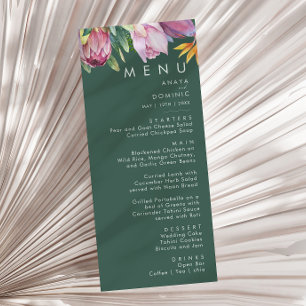 Menu Floral tropical coloré   Dîner Mariage vert