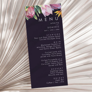 Menu Floral tropical coloré Dîner Mariage violet