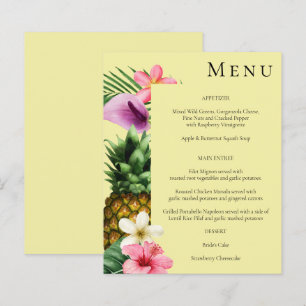 Menu floral tropical hawaïen de budget - Jaune