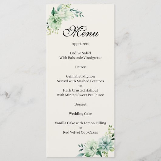 Menu floral vert de Quenceanera (Devant)