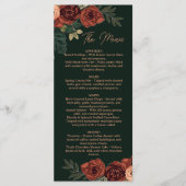 Menu floral vert foncé romantique , Menu de mariag (Devant)