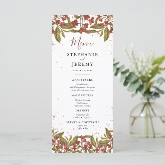 Menu Floral Vintage Bourgogne (Debout devant)