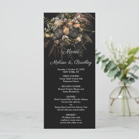 Menu Floral vintage foncé (Debout devant)