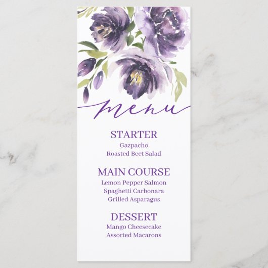 Menu Floral Violet (Devant)