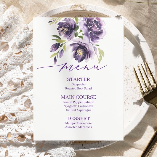 Menu Floral Violet