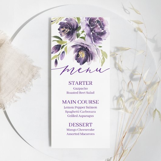 Menu Floral Violet
