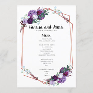 Menu Floral violet géométrique