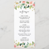 Menu Floral Weddenschap Blush White Waterverf (Voorkant)