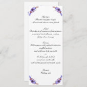 Menu Floral Wedding Paarse en blauwe Waterverf Kaart (Voorkant / Achterkant)