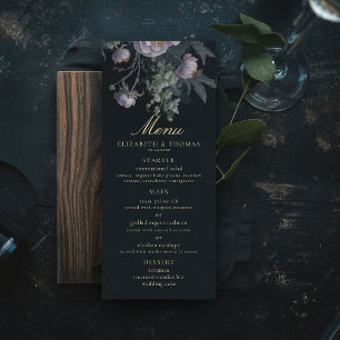 Menu Florales Moody Romantique foncé Vintage Mariage Pe