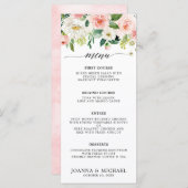 Menu Florales rose pâle Mariage botanique moderne (Devant / Derrière)