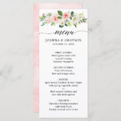 Menu Florales rose pâle Mariage botanique moderne (Devant / Derrière)