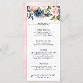 Menu Florales rose pâle Mariage botanique moderne (Devant / Derrière)