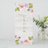 Menu Florales roses rustiques sur bois blanc Réservé (Debout devant)