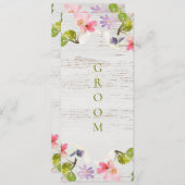 Menu Florales roses rustiques sur bois blanc Réservé (Devant / Derrière)