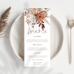 Menu Florales Rustiques Automne Pampas Grasses Mariage<br><div class="desc">Rustic Fall Florals Pampas Grasses Mariage de automne. Les flores d'automne bordent le haut,  avec un script élégant pour Menu et facile à personnaliser le reste du texte selon vos besoins.</div>