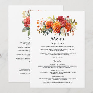 Menu Flore rouge, orange et de sable