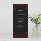 Menu Flore rouge profond Élégant Mariage gothique (Debout devant)