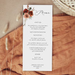Menu Flore Rustique Terre -V2<br><div class="desc">Faites correspondre vos invitations ou votre thème de mariage ou de fête avec vos menus de fleurs de la Terre rustique. Peint à la main, floristes d'aquarelle en pêche, orange rouille, terre cuite bordeaux sont les caractéristiques de ce menu rustique. Créez le vôtre aujourd'hui en visitant cette page. Et regardez...</div>