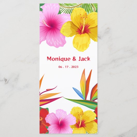 Menu Flore tropicale hawaïenne (Dos)