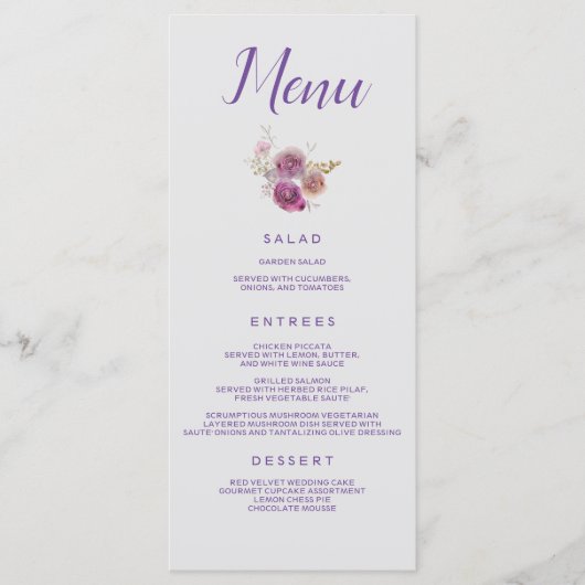 Menu Flore violet chic (Devant)
