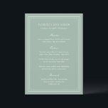 Menu Florence Sage Green Mariage élégant<br><div class="desc">Menu de mariage élégant au design simple et classique.</div>