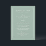 Menu Florence Sage Green Mariage élégant<br><div class="desc">Menu de mariage élégant au design simple et classique.</div>