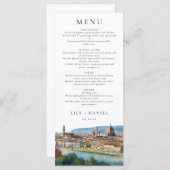 Menu Florence Skyline Watercolor Elegant Wedding (Devant / Derrière)