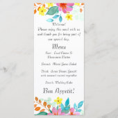 Menu Flores d'aquarelle modernes aux couleurs vives (Devant)