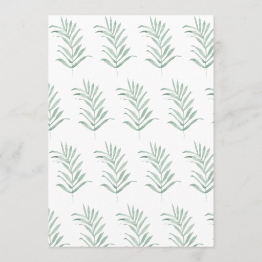 Menu Flores d'aquarelle rustique sur Mariage vert Sage (Dos)