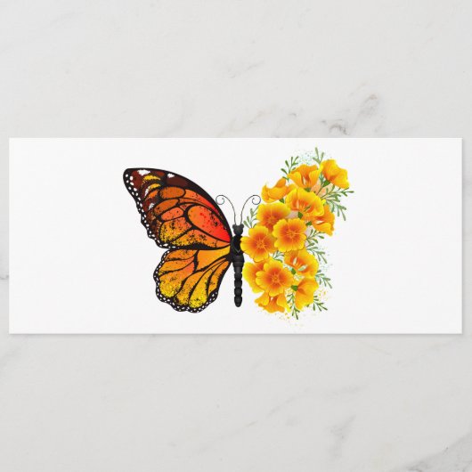 Menu Flower Butterfly with Yellow California Poppy (Devant)