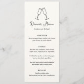 Menu Flûtes Dessinées à la Main Doodle Mariage Moderne (Devant)
