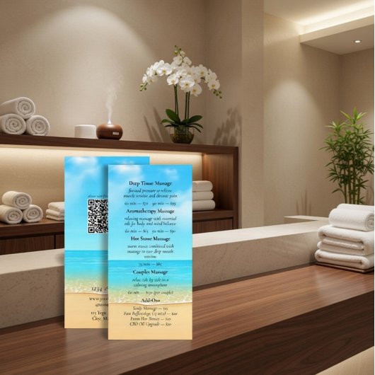 Menu Flyer sur mesure pour les services de massage