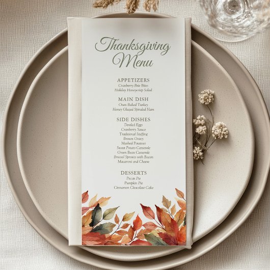 Menu Folithe d'automne Thanksgiving