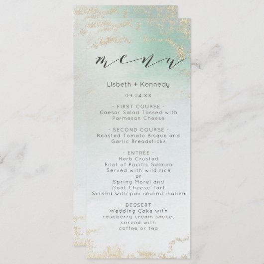 Menu Fond Abstrait Aqua Ombre avec Parties scintillant  (Devant / Derrière)