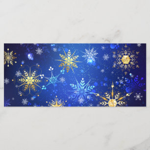 Menu Fond bleu XMAS avec flocons de neige dorés
