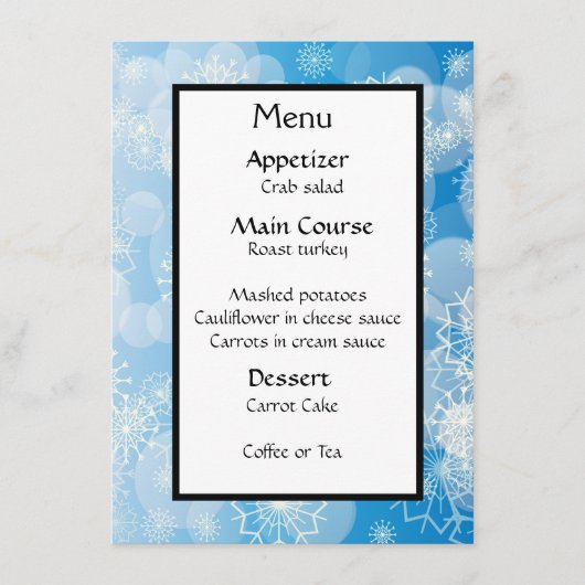 Menu Fond de flocon de neige (Devant)