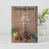 Menu fond en bois avec pommes de pin (Debout devant)