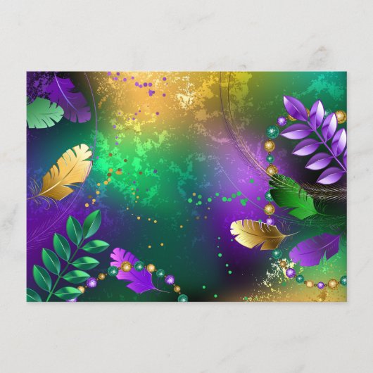 Menu Fond iridescent de mardi gras avec des perles (Devant)