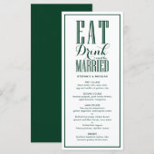 Menu Forest Green Mangez, buvez et soyez marié Mariage (Devant / Derrière)