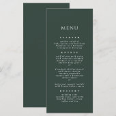 Menu Forest Green Simple Elegant Moderne Dîner Mariage (Devant / Derrière)