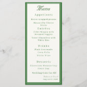 Menu Forest Green Two Hearts Catholic Wedding (Devant)