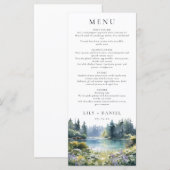 Menu Forest Lakeside Wildflowers Floral Wedding (Devant / Derrière)