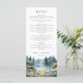 Menu Forest Lakeside Wildflowers Floral Wedding (Debout devant)