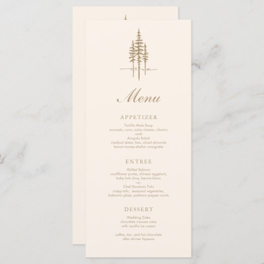 Menu Forêt d'or moderne Mariage rustique (Devant / Derrière)
