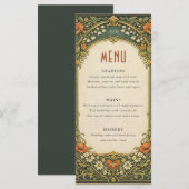 Menu Forêt Enchantée Mariage Vintage Art Nouveau (Devant / Derrière)