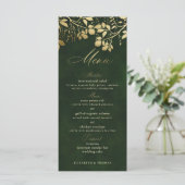 Menu Forêt Enchantée Or Feuillage Chasse Vert Mariage (Debout devant)