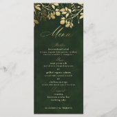 Menu Forêt Enchantée Or Feuillage Chasse Vert Mariage (Devant)