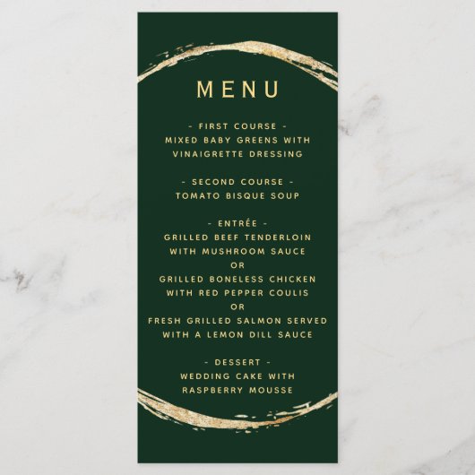 Menu Forêt Vert Rustique Gold Cercle Ampersand Mariage (Devant)